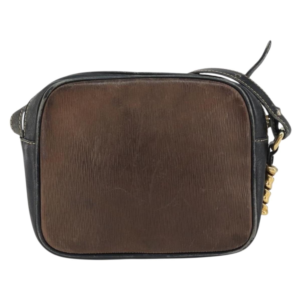 LOEWE Shoulder Bag Leather Black Gold Auth 160679