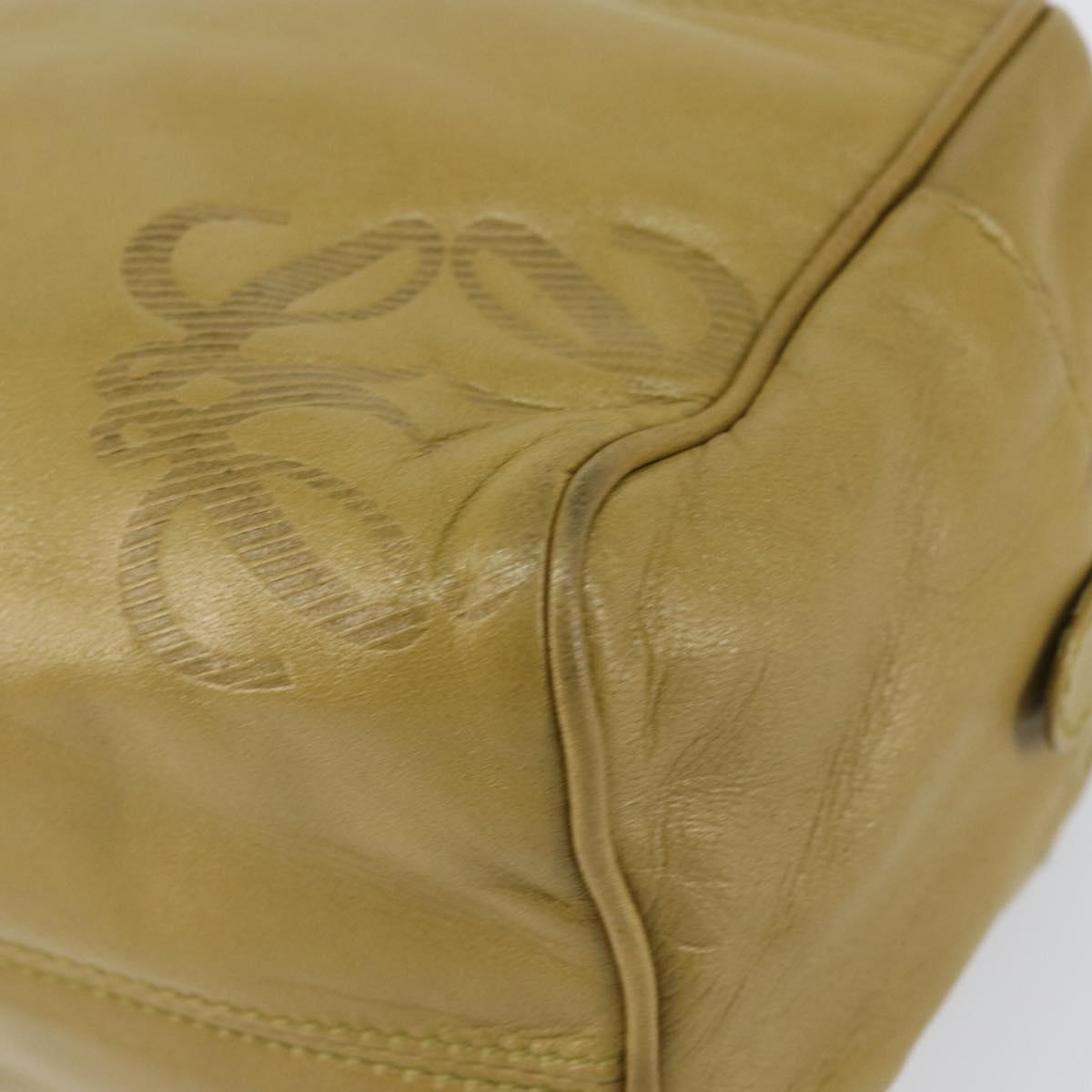 LOEWE anagram Hand Bag Leather Green Gold Auth 160682