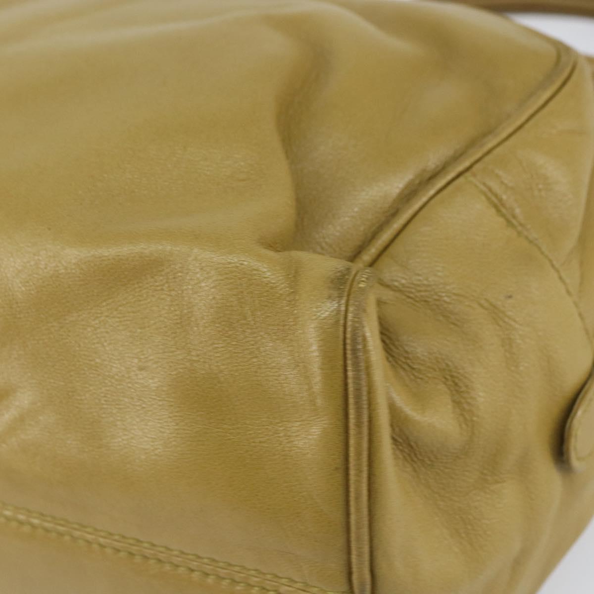 LOEWE anagram Hand Bag Leather Green Gold Auth 160682