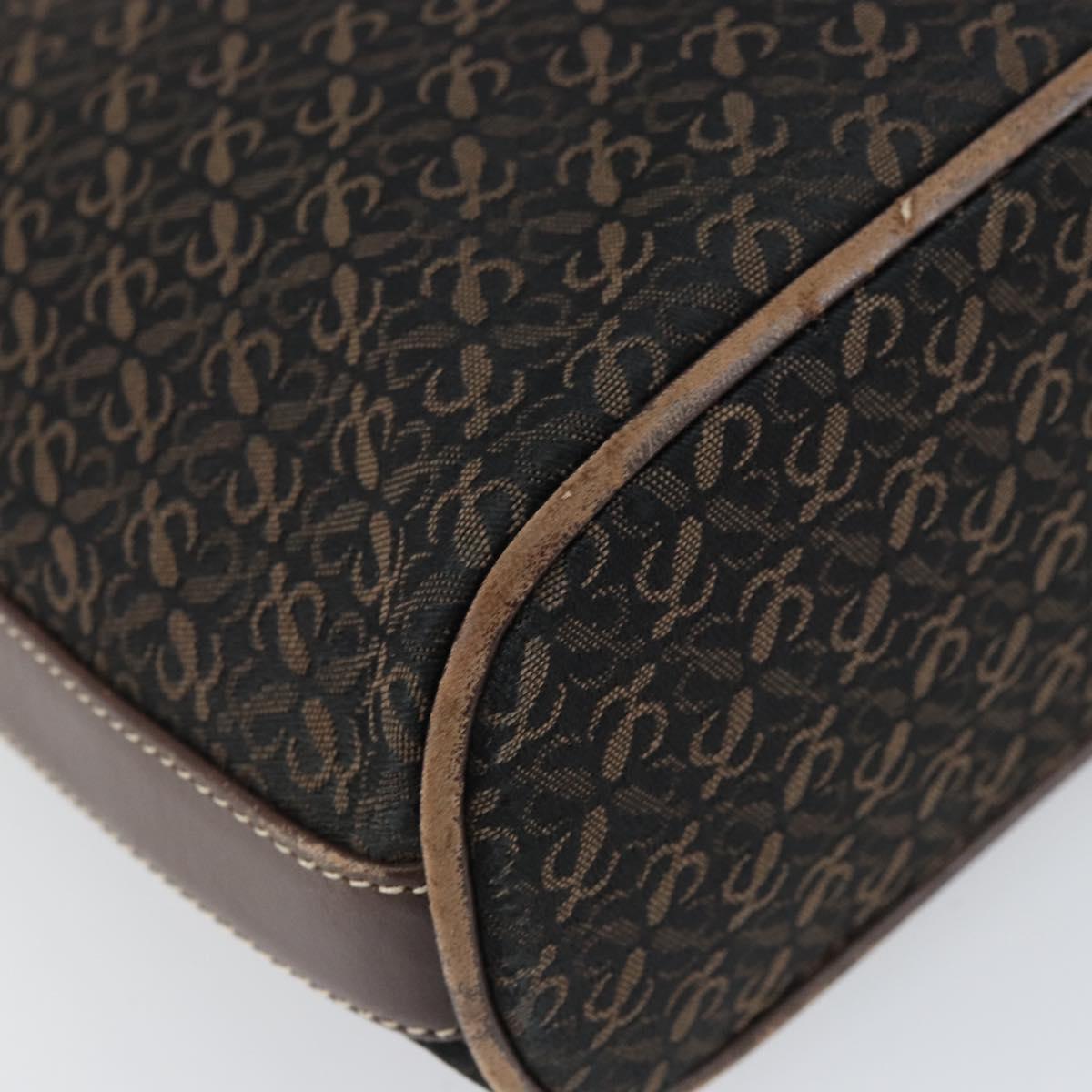LOEWE anagram Shoulder Bag Nylon Brown Gold Auth 160683