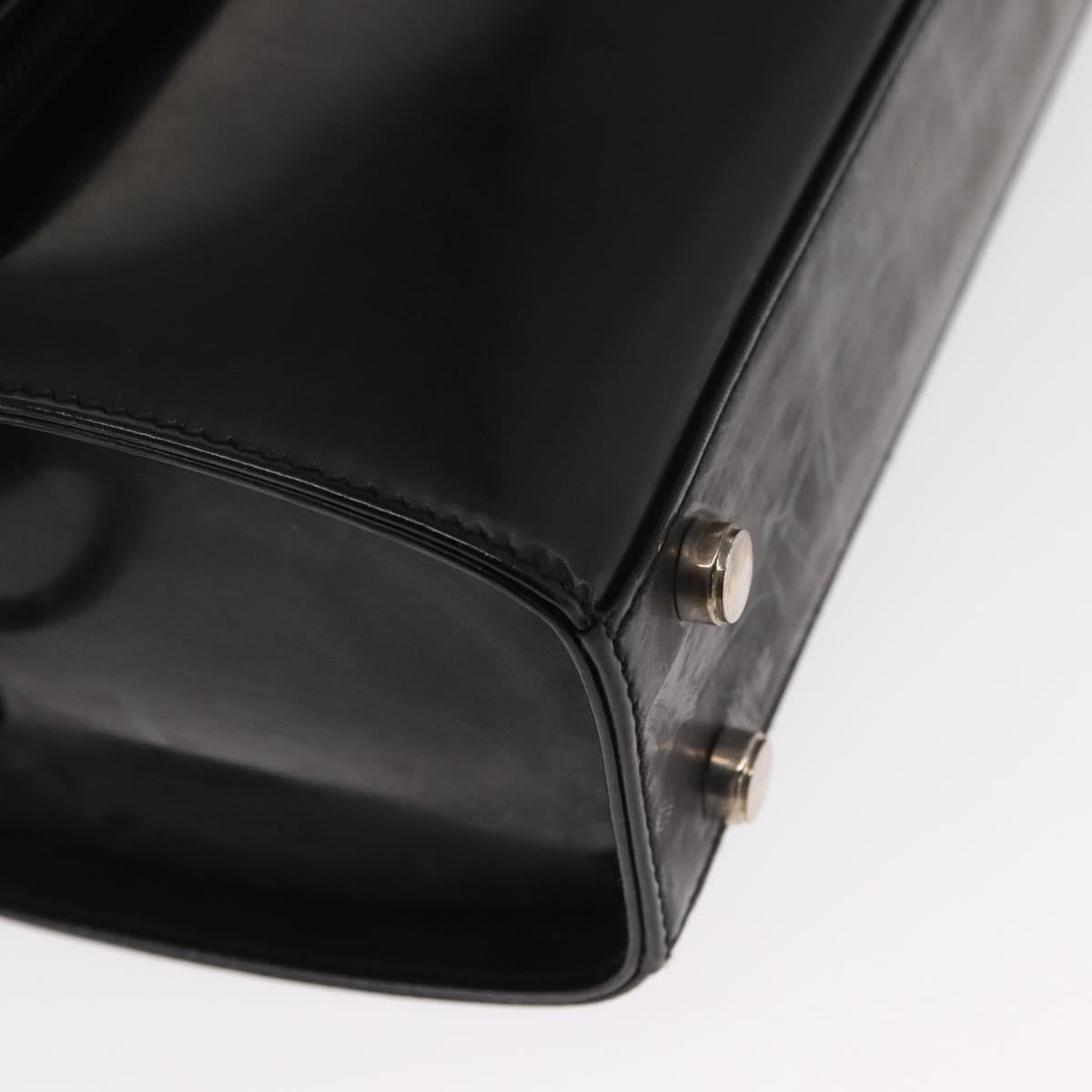 Salvatore Ferragamo Gancini Shoulder Bag Enamel Black Silver Auth 160684