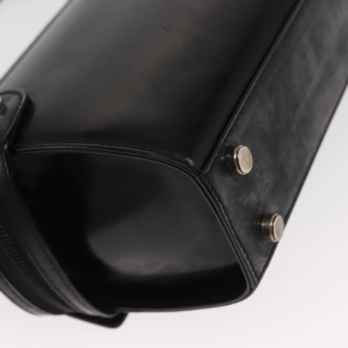 Salvatore Ferragamo Gancini Shoulder Bag Enamel Black Silver Auth 160684