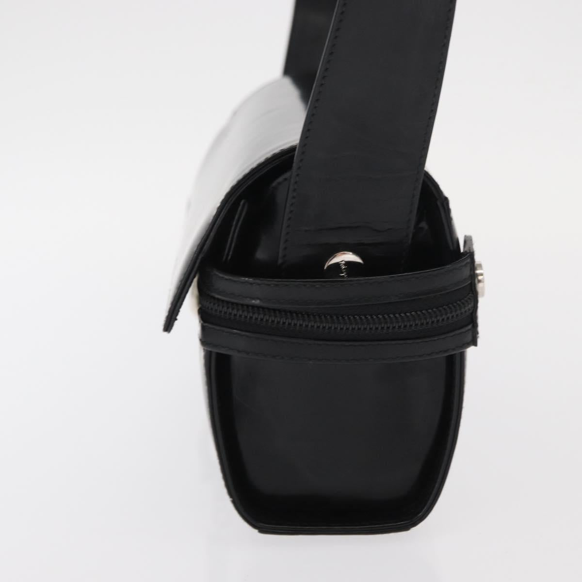 Salvatore Ferragamo Gancini Shoulder Bag Enamel Black Silver Auth 160684