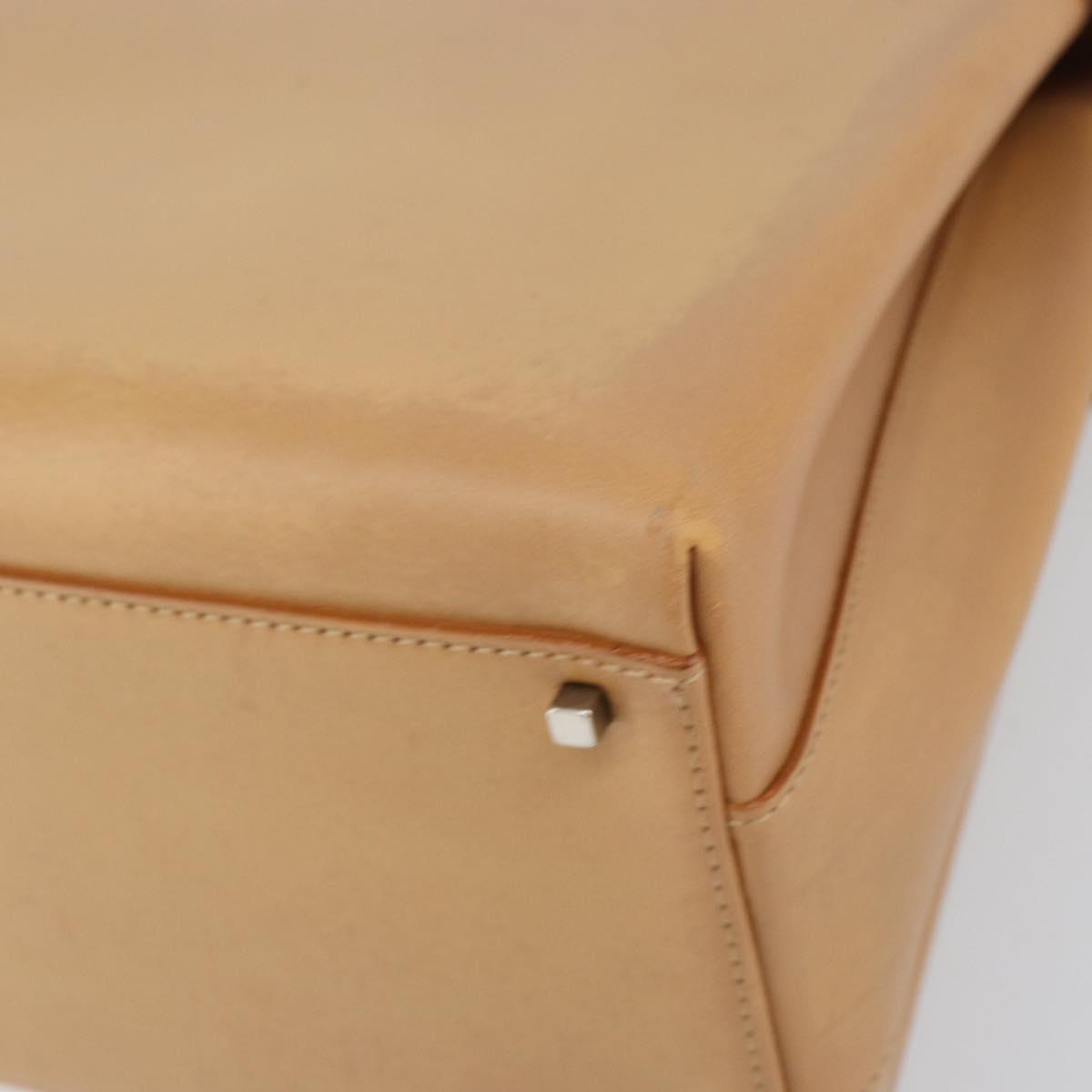 Salvatore Ferragamo Gancini Tote Bag Leather Beige Gold Auth 160685