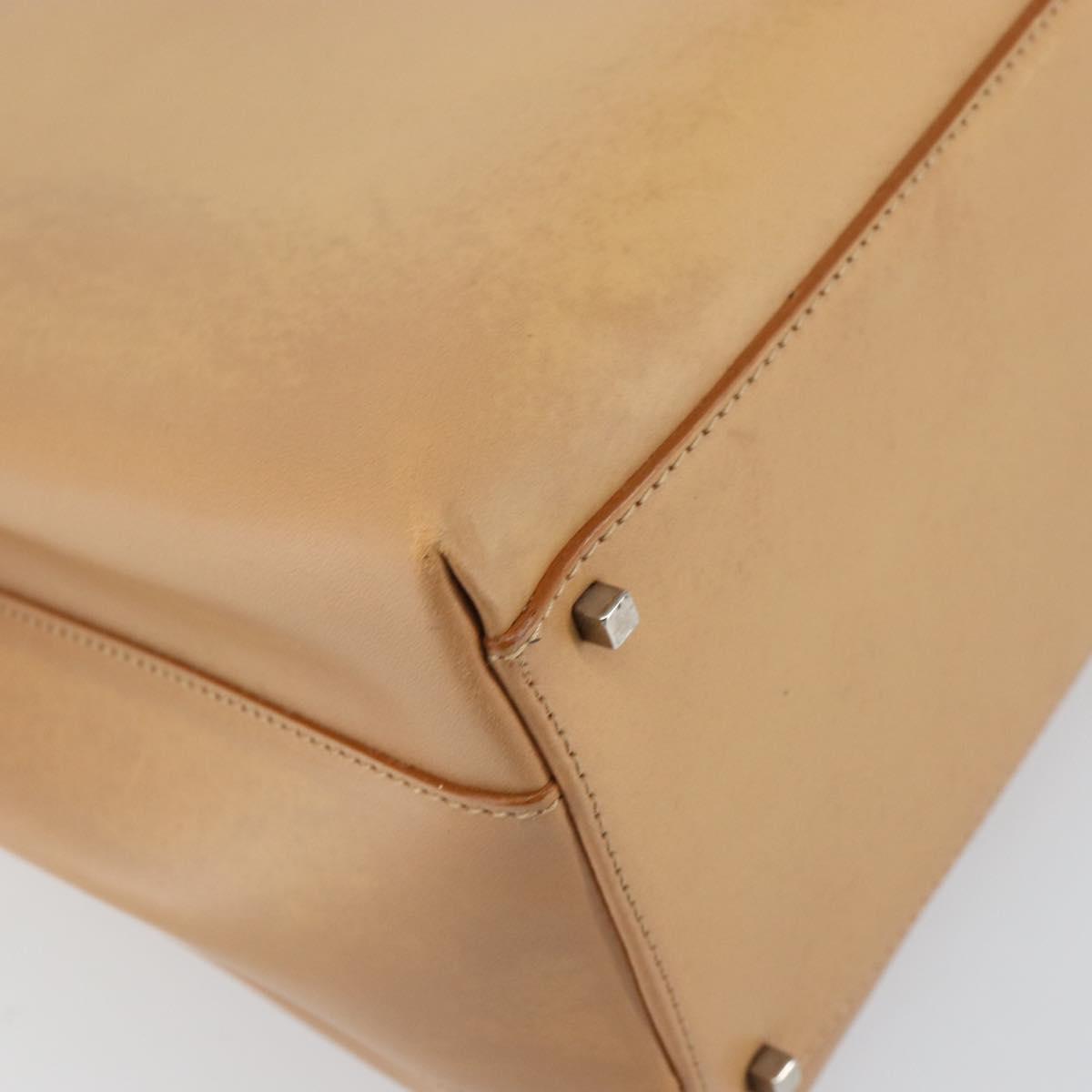 Salvatore Ferragamo Gancini Tote Bag Leather Beige Gold Auth 160685