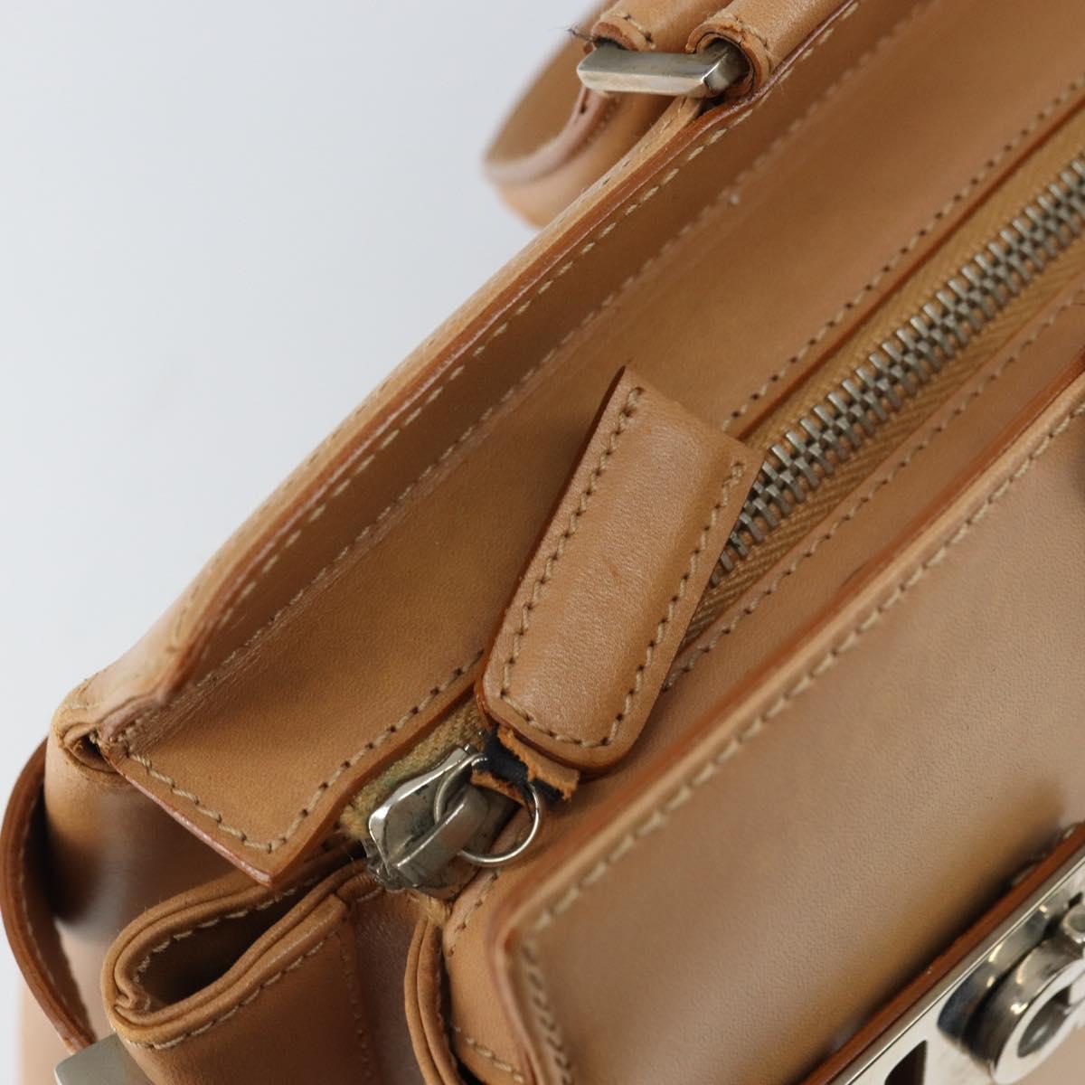 Salvatore Ferragamo Gancini Tote Bag Leather Beige Gold Auth 160685
