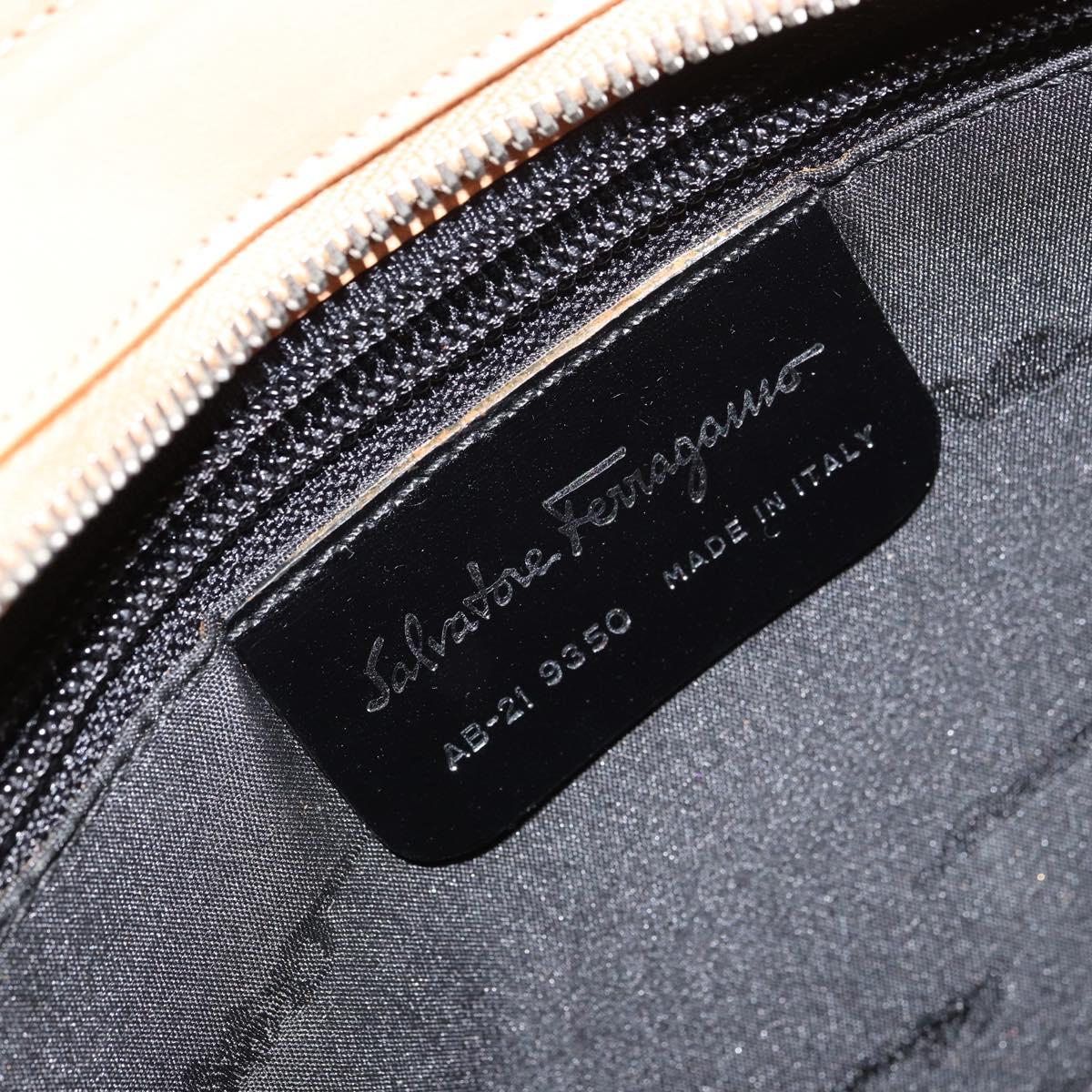 Salvatore Ferragamo Gancini Tote Bag Leather Beige Gold Auth 160685