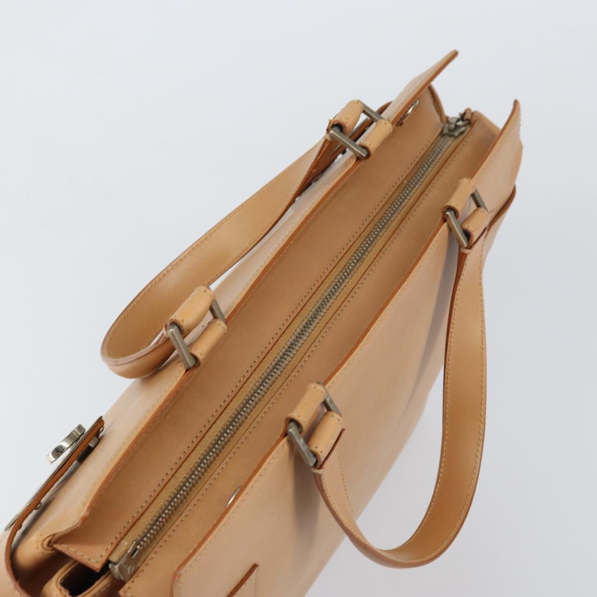 Salvatore Ferragamo Gancini Tote Bag Leather Beige Gold Auth 160685