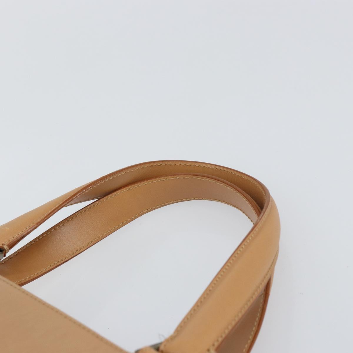 Salvatore Ferragamo Gancini Tote Bag Leather Beige Gold Auth 160685