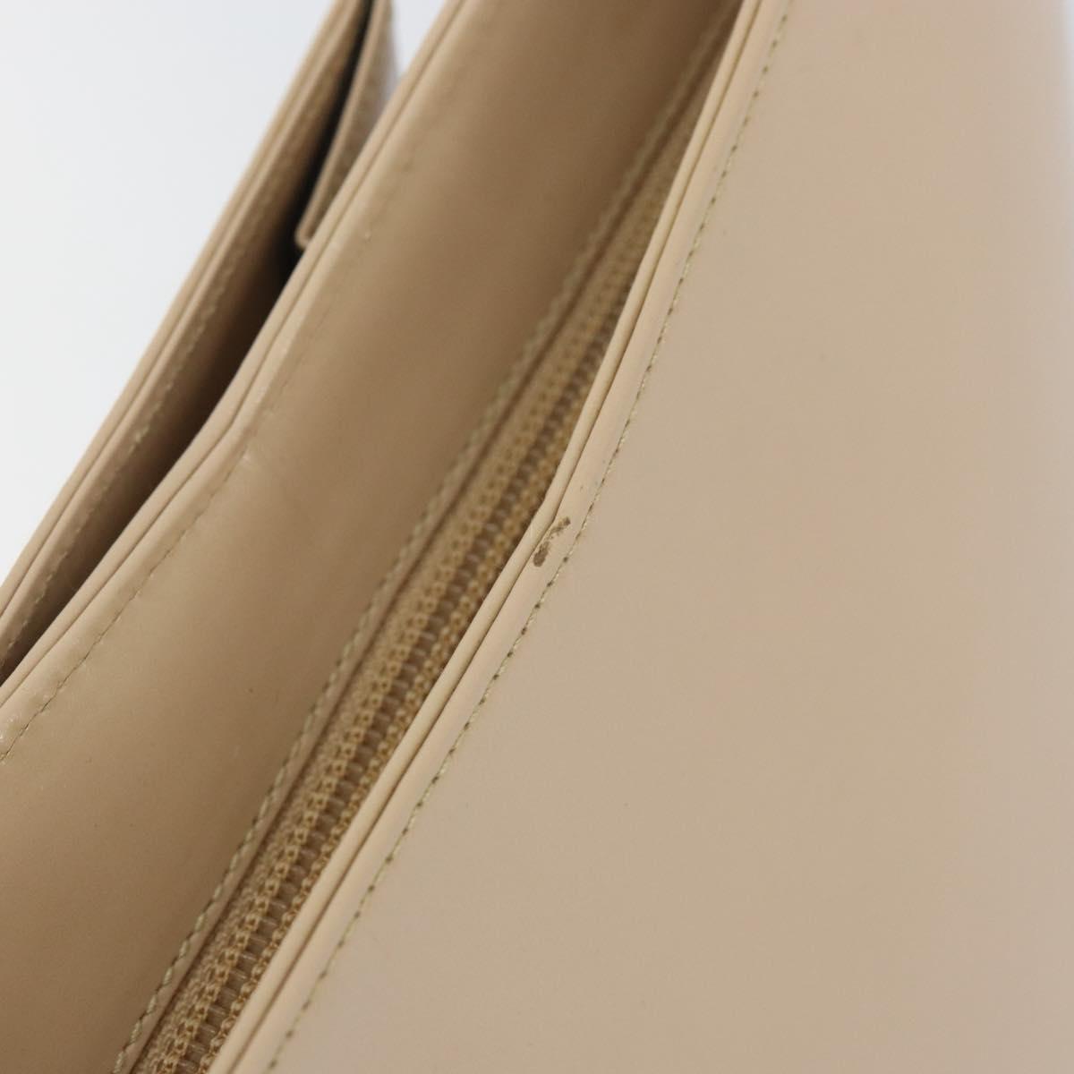 Salvatore Ferragamo Gancini Shoulder Bag Leather Beige Silver Auth 160686
