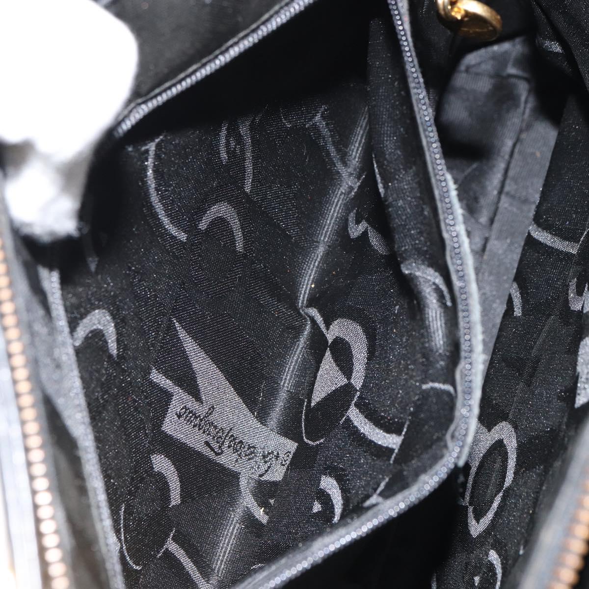 Salvatore Ferragamo Gancini Shoulder Bag Leather Black Gold Auth 160687