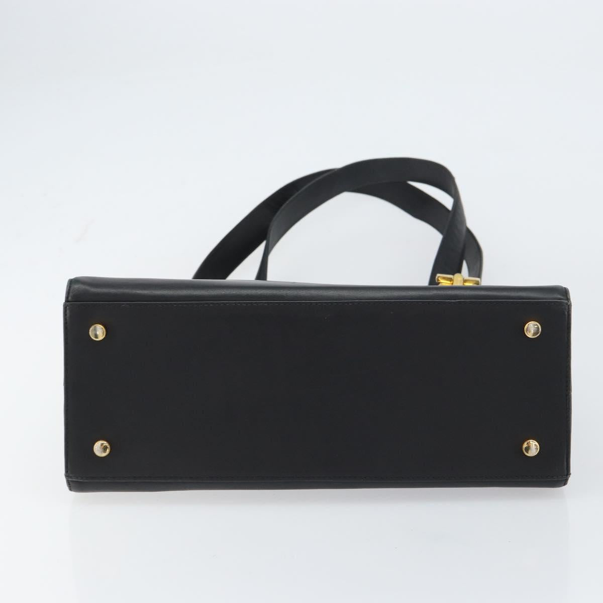 Salvatore Ferragamo Gancini Shoulder Bag Leather Black Gold Auth 160687
