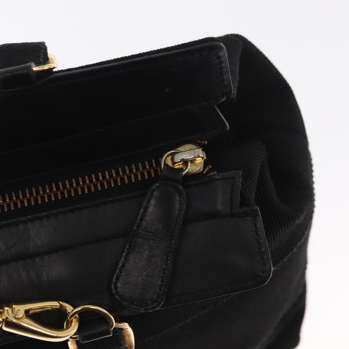 Salvatore Ferragamo Vala Hand Bag Canvas 2way Black Auth 160689