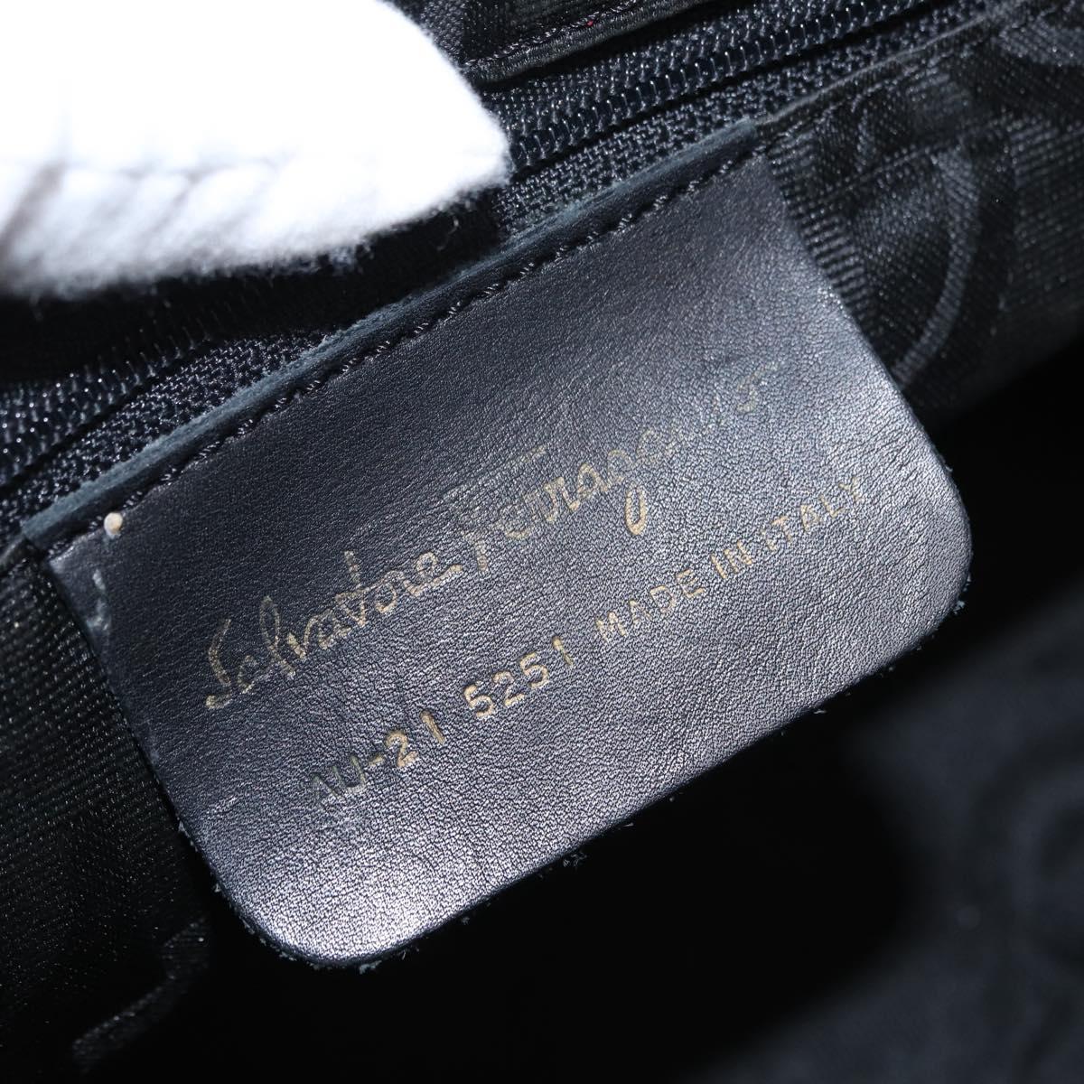 Salvatore Ferragamo Vala Hand Bag Canvas 2way Black Auth 160689