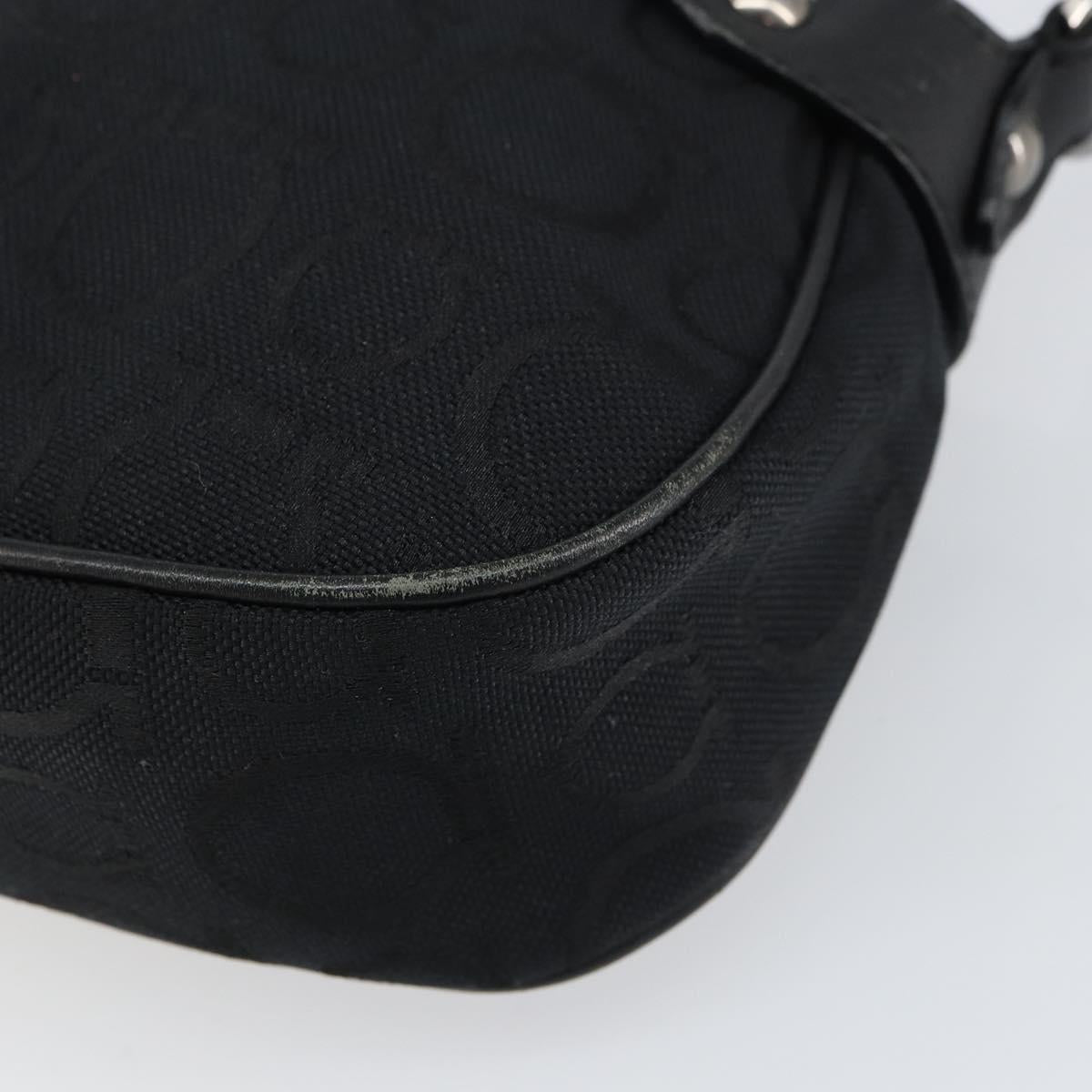Salvatore Ferragamo Gancini Shoulder Bag Canvas Black Auth 160690A
