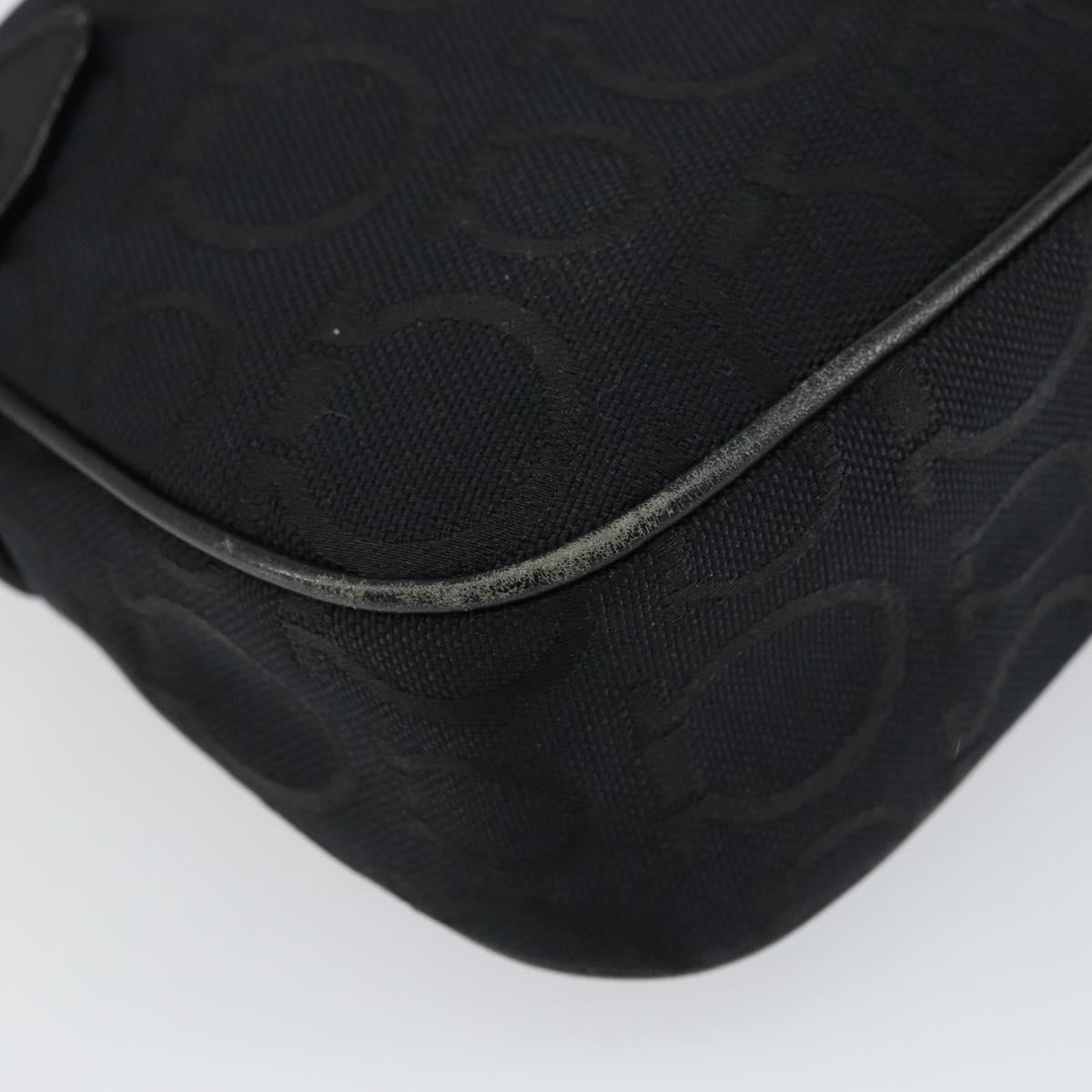 Salvatore Ferragamo Gancini Shoulder Bag Canvas Black Auth 160690A