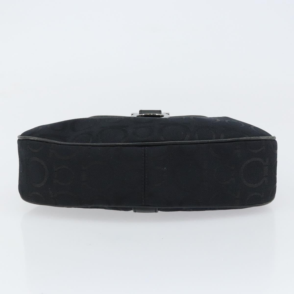 Salvatore Ferragamo Gancini Shoulder Bag Canvas Black Auth 160690A
