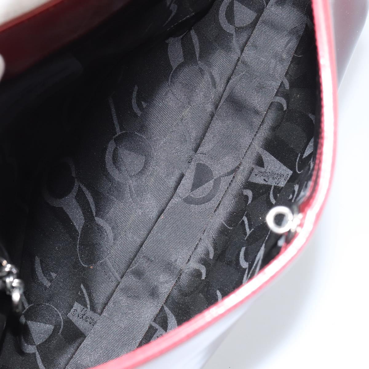 Salvatore Ferragamo Gancini Shoulder Bag Patent leather Red Silver Auth 160692