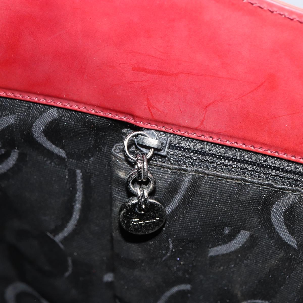 Salvatore Ferragamo Gancini Shoulder Bag Patent leather Red Silver Auth 160692