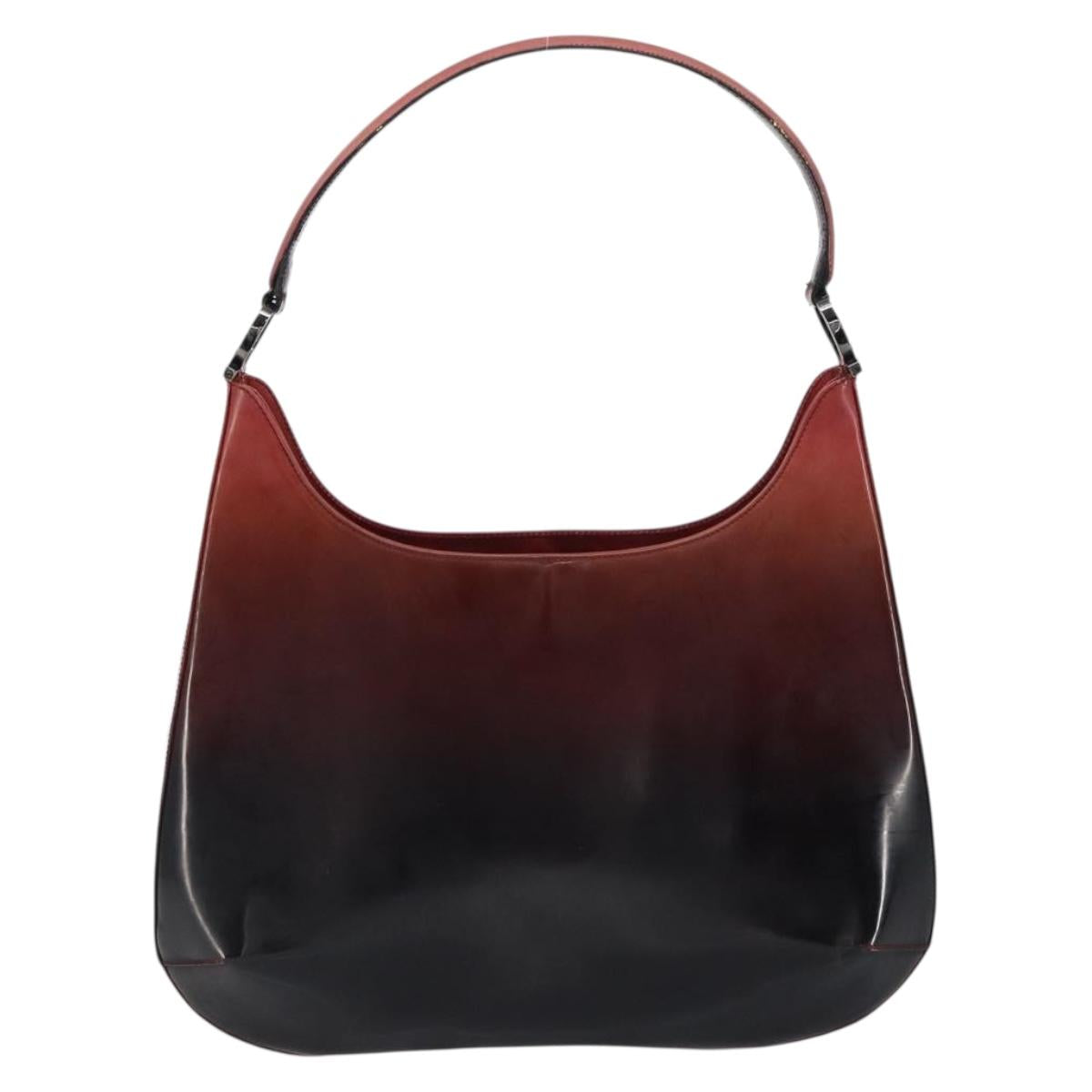 Salvatore Ferragamo Gancini Shoulder Bag Patent leather Red Silver Auth 160692