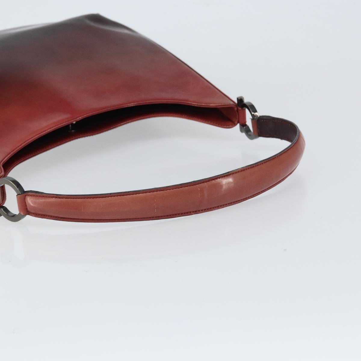 Salvatore Ferragamo Gancini Shoulder Bag Patent leather Red Silver Auth 160692