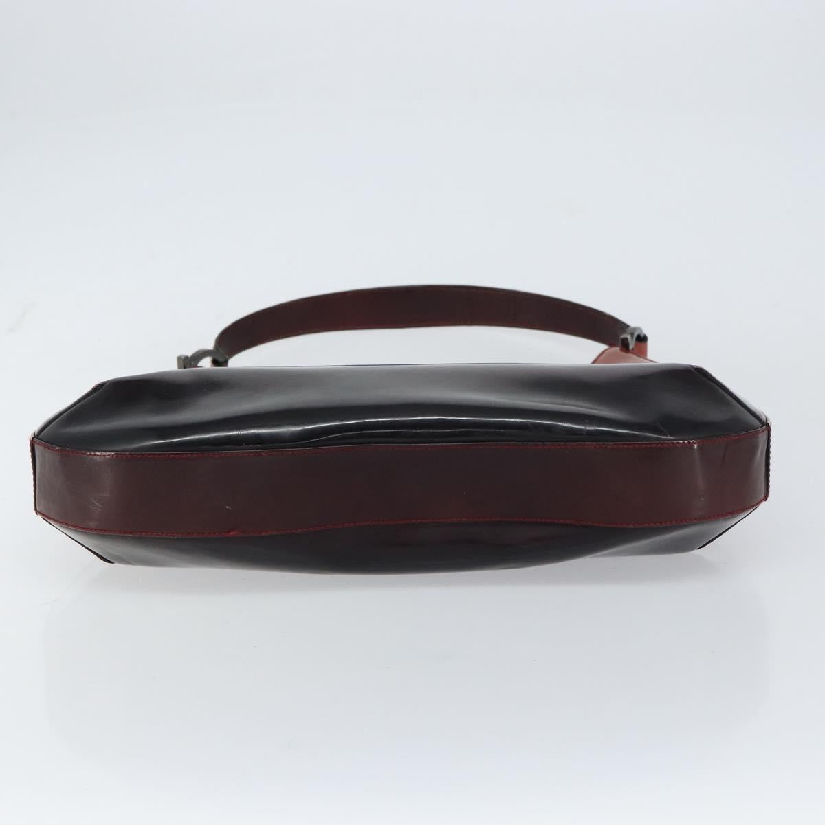 Salvatore Ferragamo Gancini Shoulder Bag Patent leather Red Silver Auth 160692