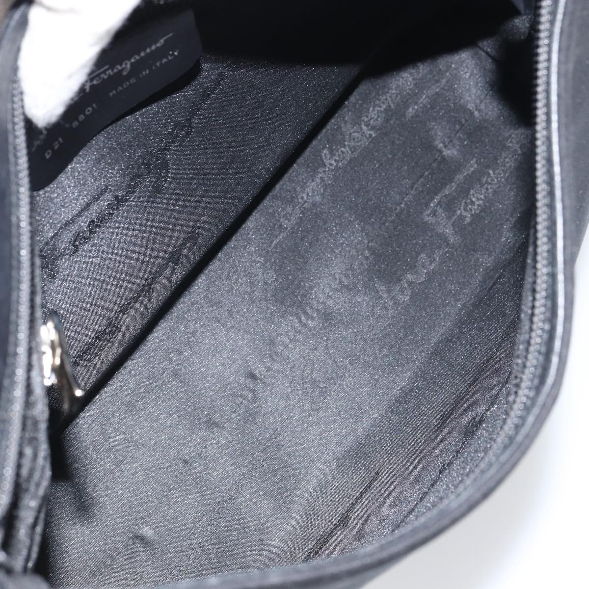 Salvatore Ferragamo Vala Shoulder Bag Nylon Black Auth 160693