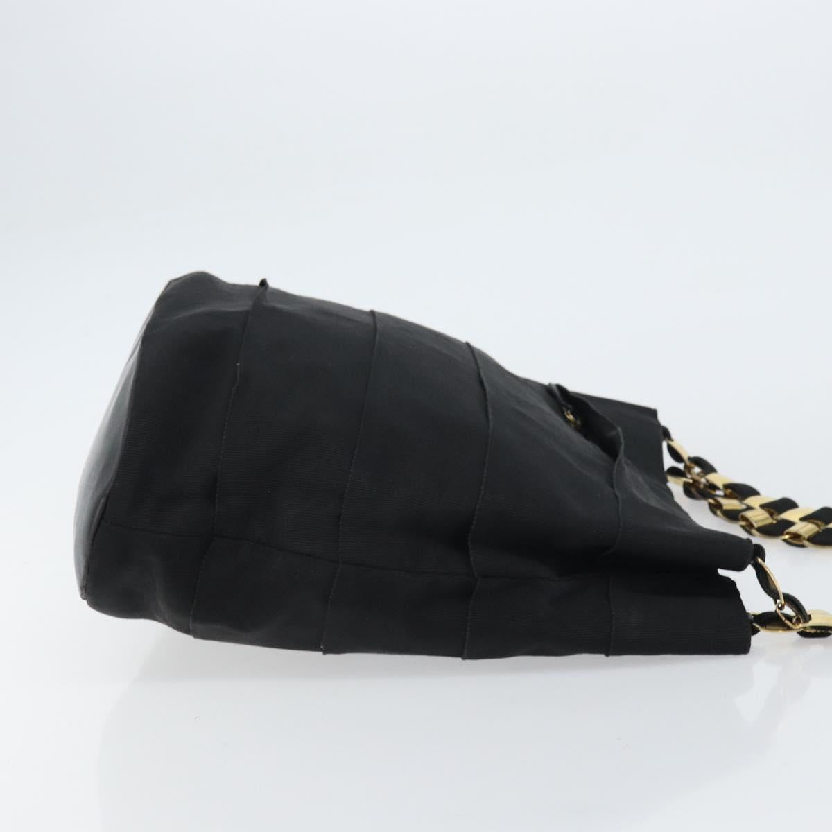 Salvatore Ferragamo Vala Shoulder Bag Canvas Black Gold Auth 160695