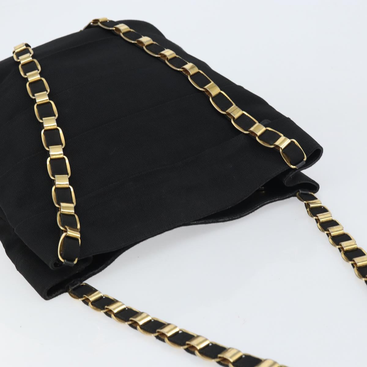 Salvatore Ferragamo Vala Shoulder Bag Canvas Black Gold Auth 160695