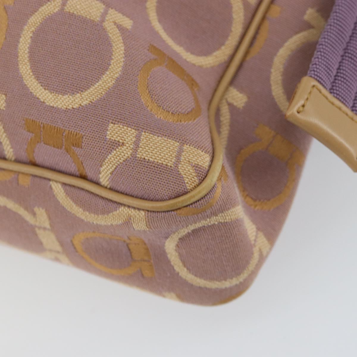 Salvatore Ferragamo Gancini Shoulder Bag Canvas Purple Gold Auth 160696