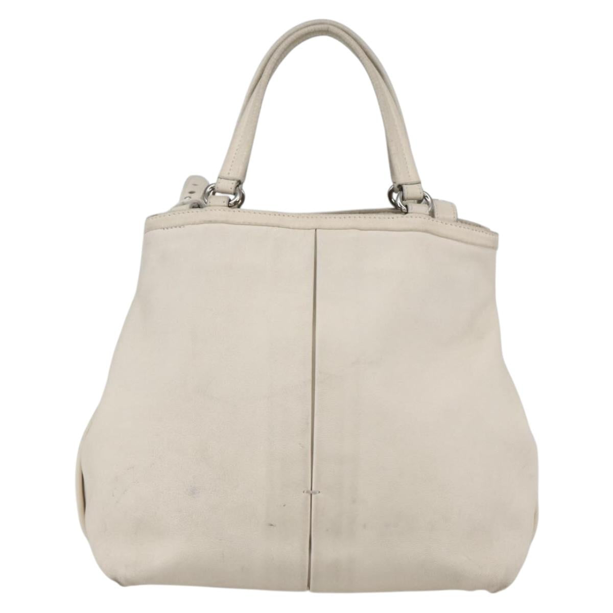 Salvatore Ferragamo Vala Hand Bag Leather 2way White Silver Auth 160697