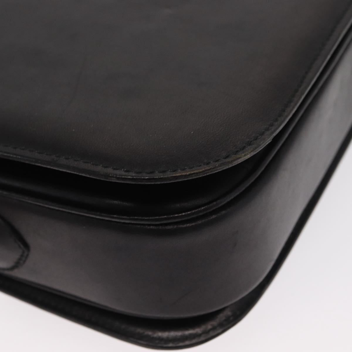 CELINE Shoulder Bag Leather Black Gold Auth 160698