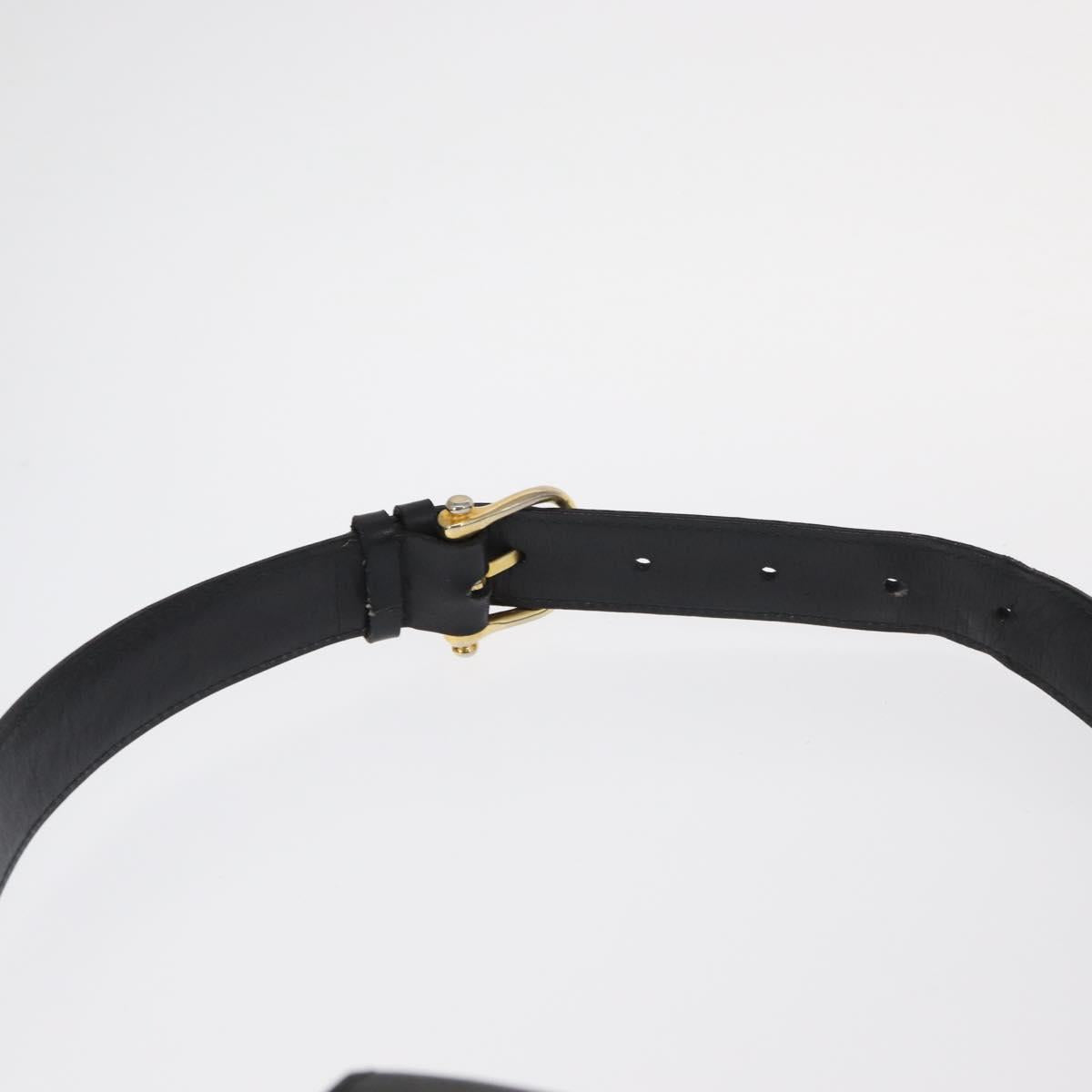CELINE Shoulder Bag Leather Black Gold Auth 160698