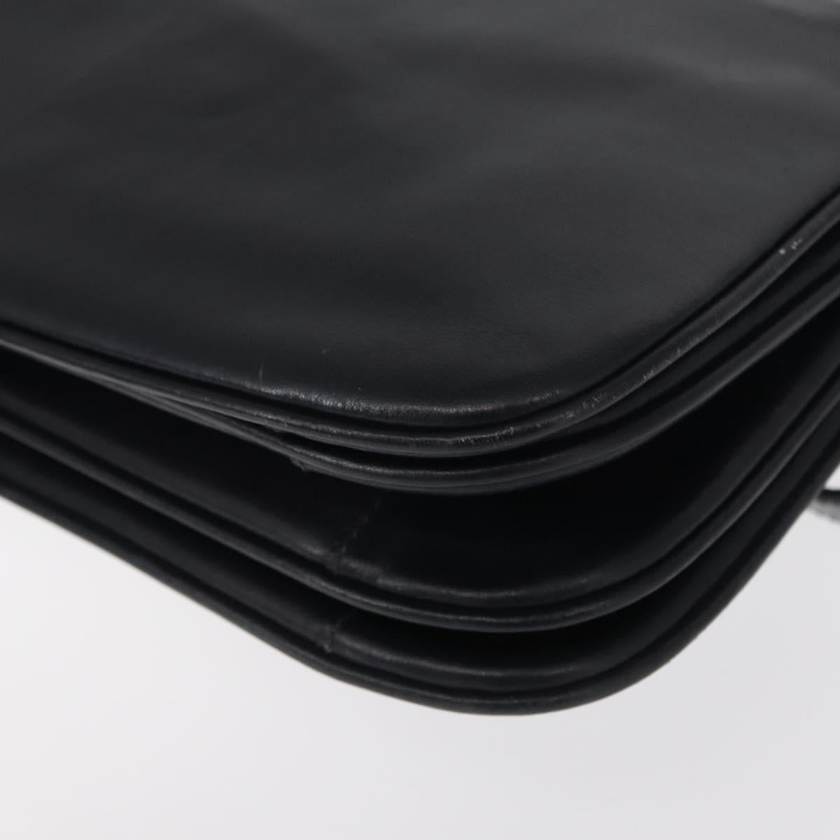 CELINE Shoulder Bag Leather Navy Gold Auth 160702