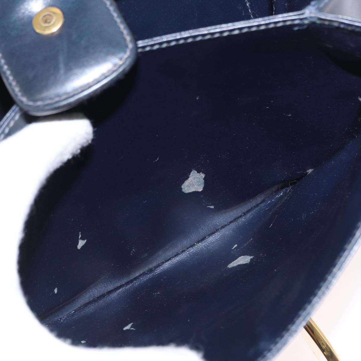 CELINE Shoulder Bag Leather Navy Gold Auth 160702