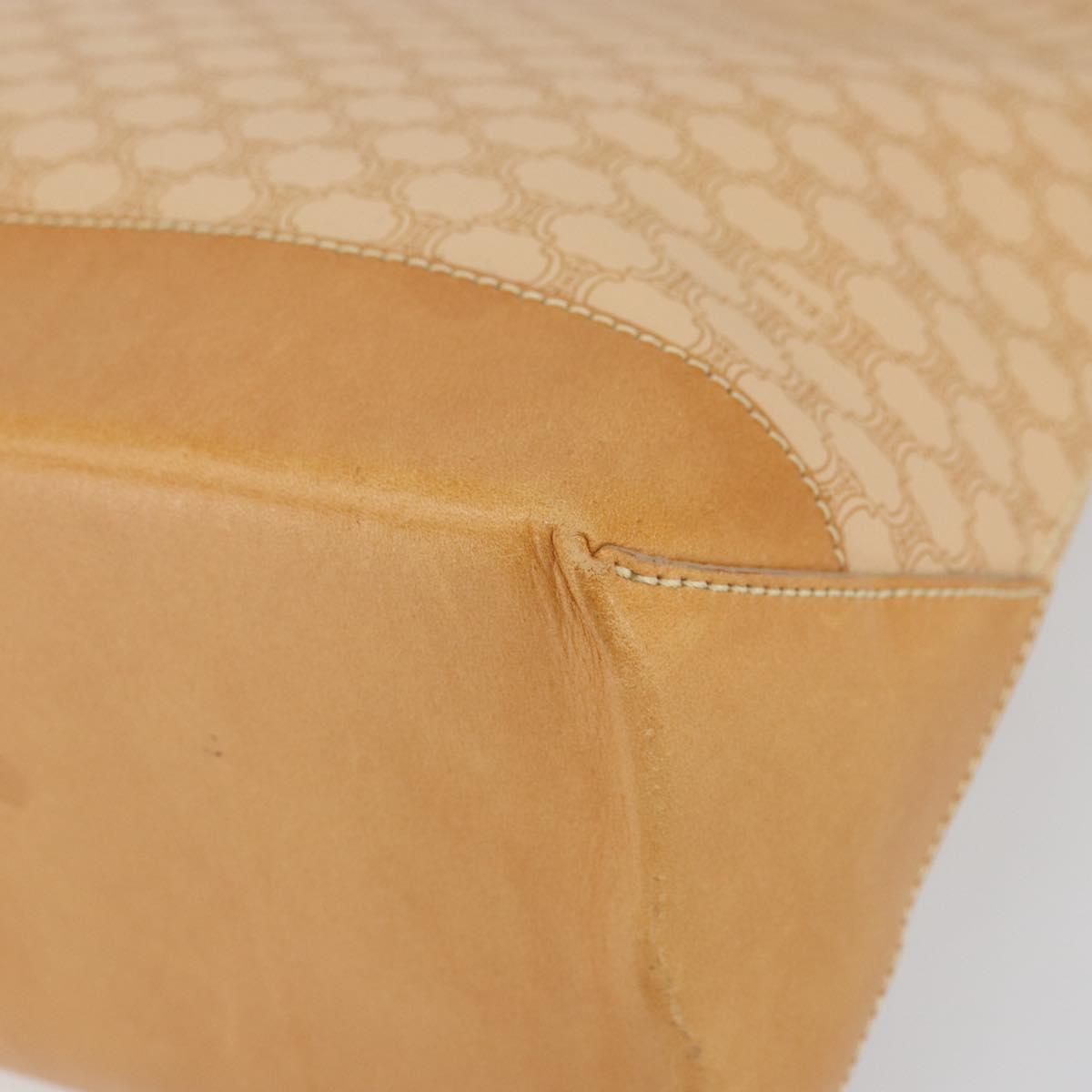 CELINE Macadam Canvas Tote Bag PVC Beige Gold Auth 160703