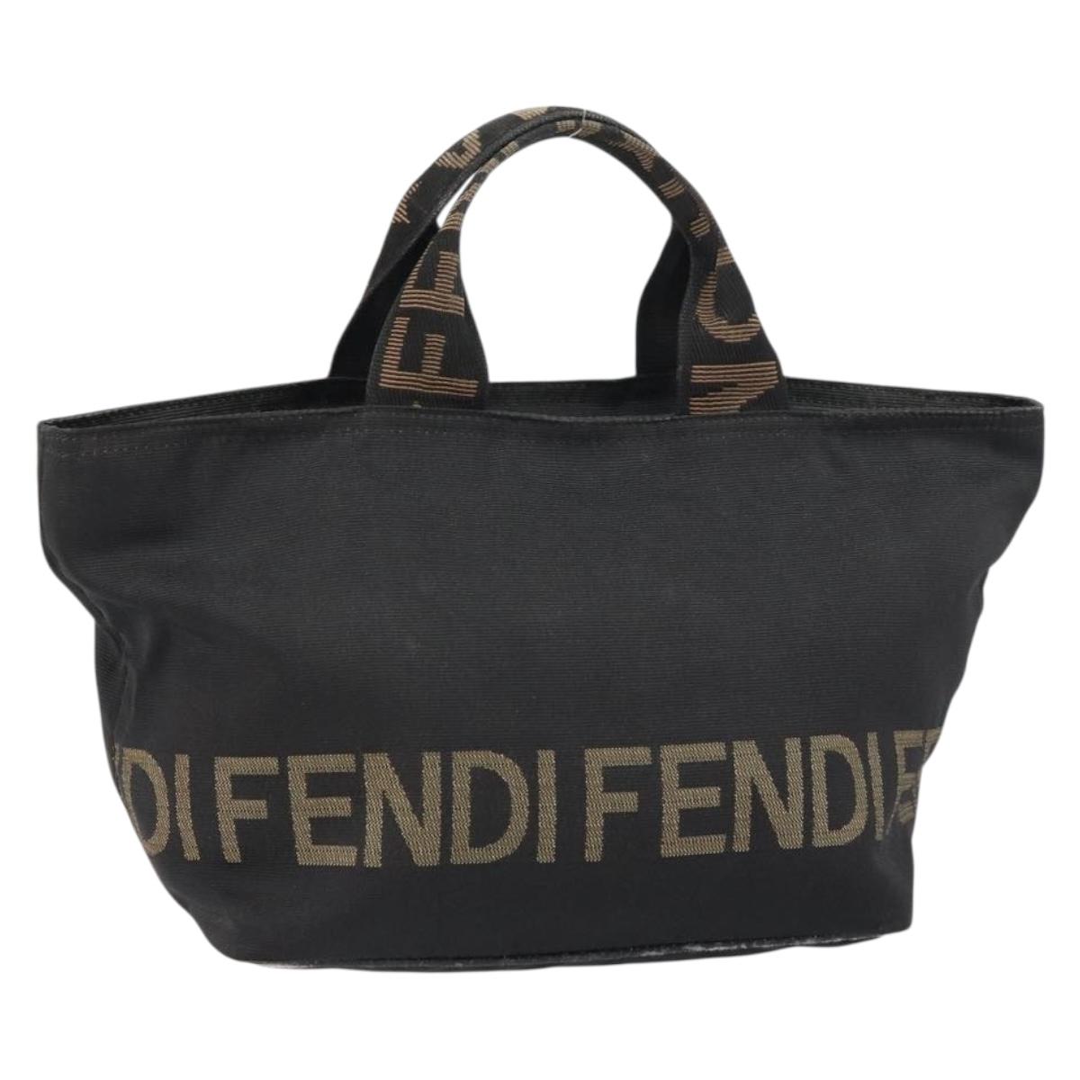 FENDI Hand Bag Black Silver Auth 160704