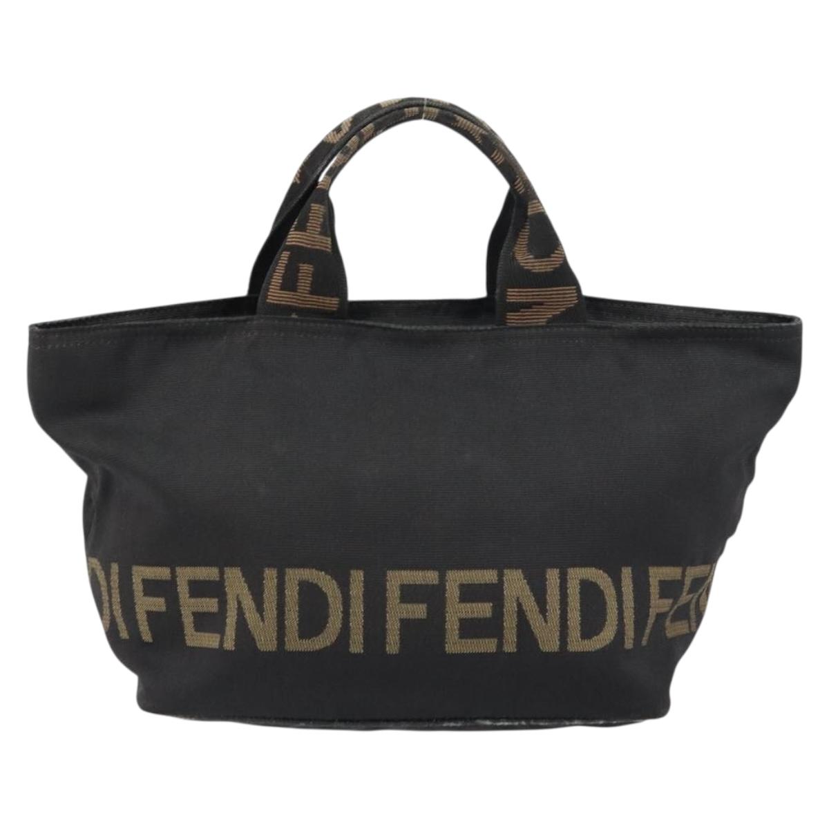 FENDI Hand Bag Black Silver Auth 160704