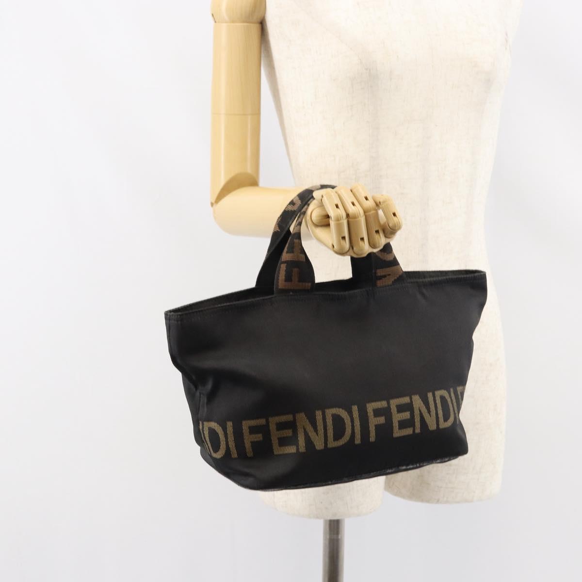 FENDI Hand Bag Black Silver Auth 160704