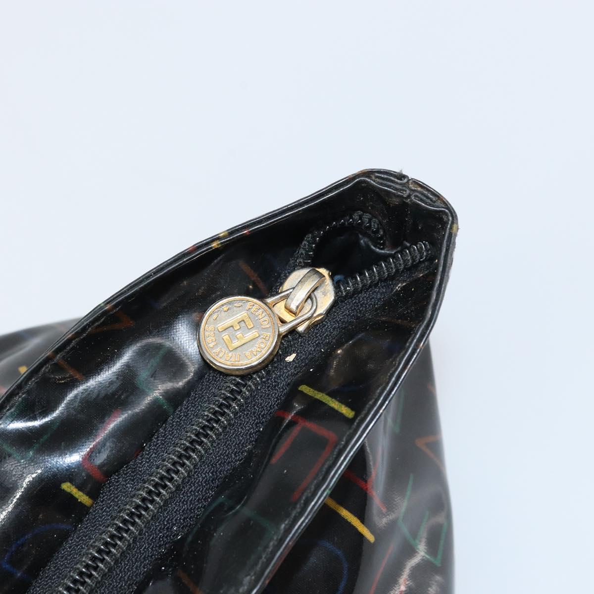 FENDI Hand Bag Enamel Black Auth 160708