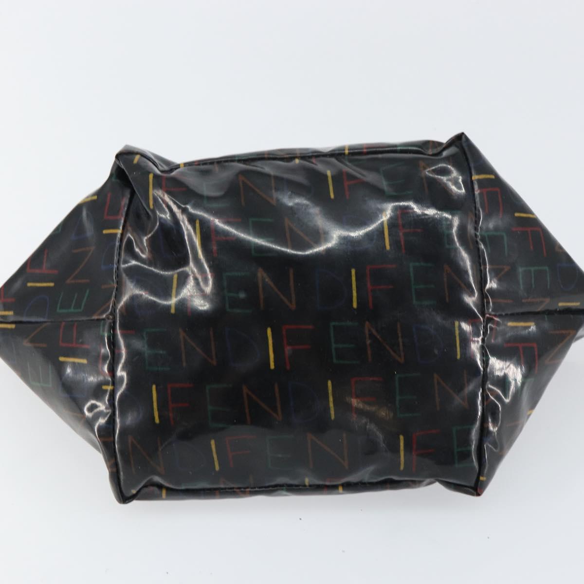 FENDI Hand Bag Enamel Black Auth 160708
