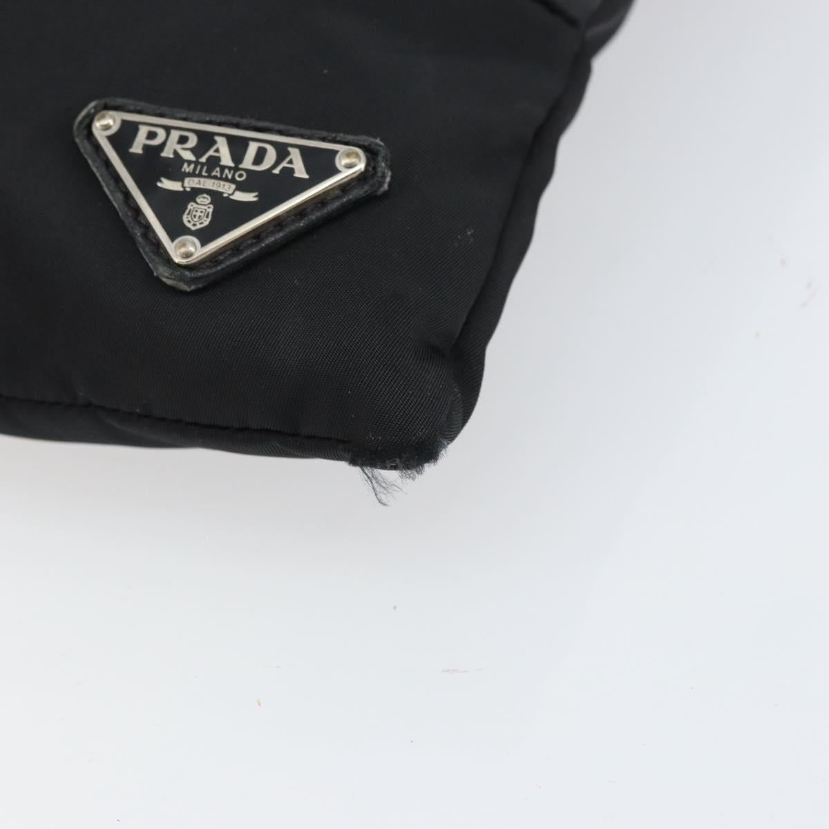 PRADA Shoulder Bag Nylon Black Silver Auth 160712