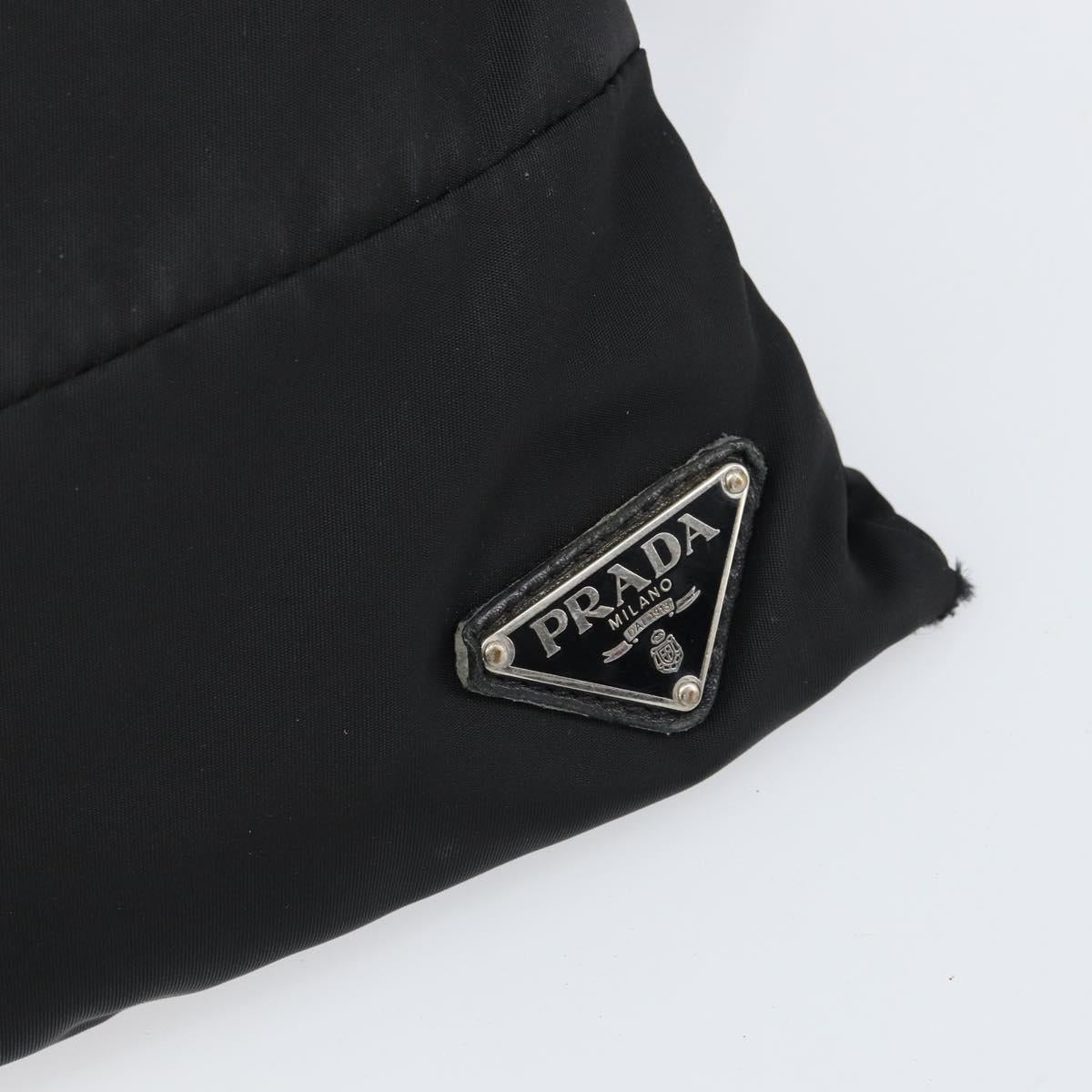 PRADA Shoulder Bag Nylon Black Silver Auth 160712