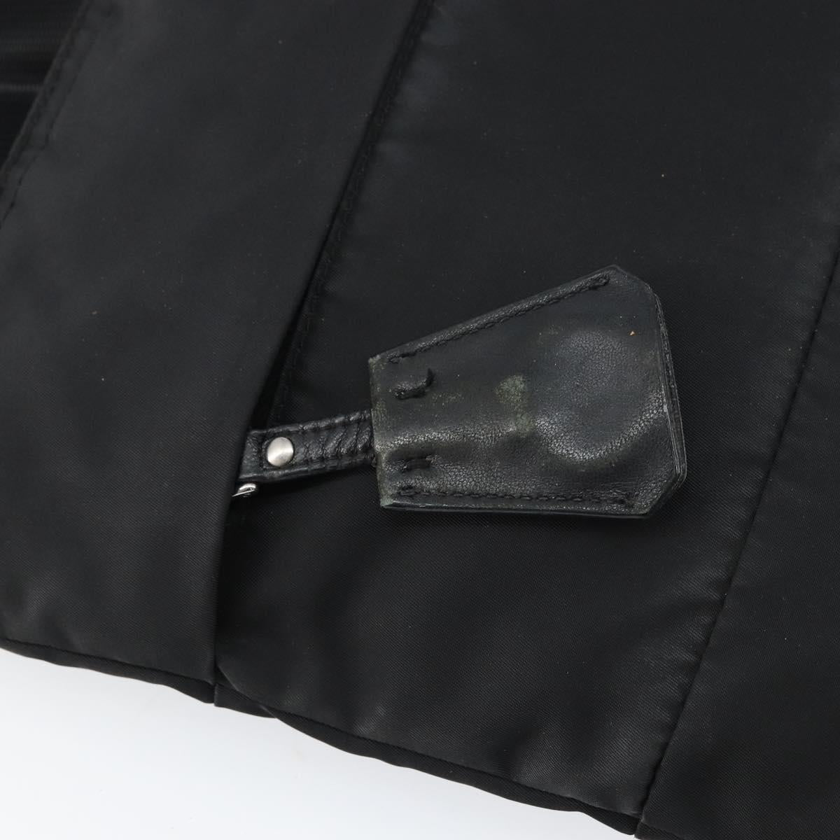 PRADA Shoulder Bag Nylon Black Silver Auth 160712