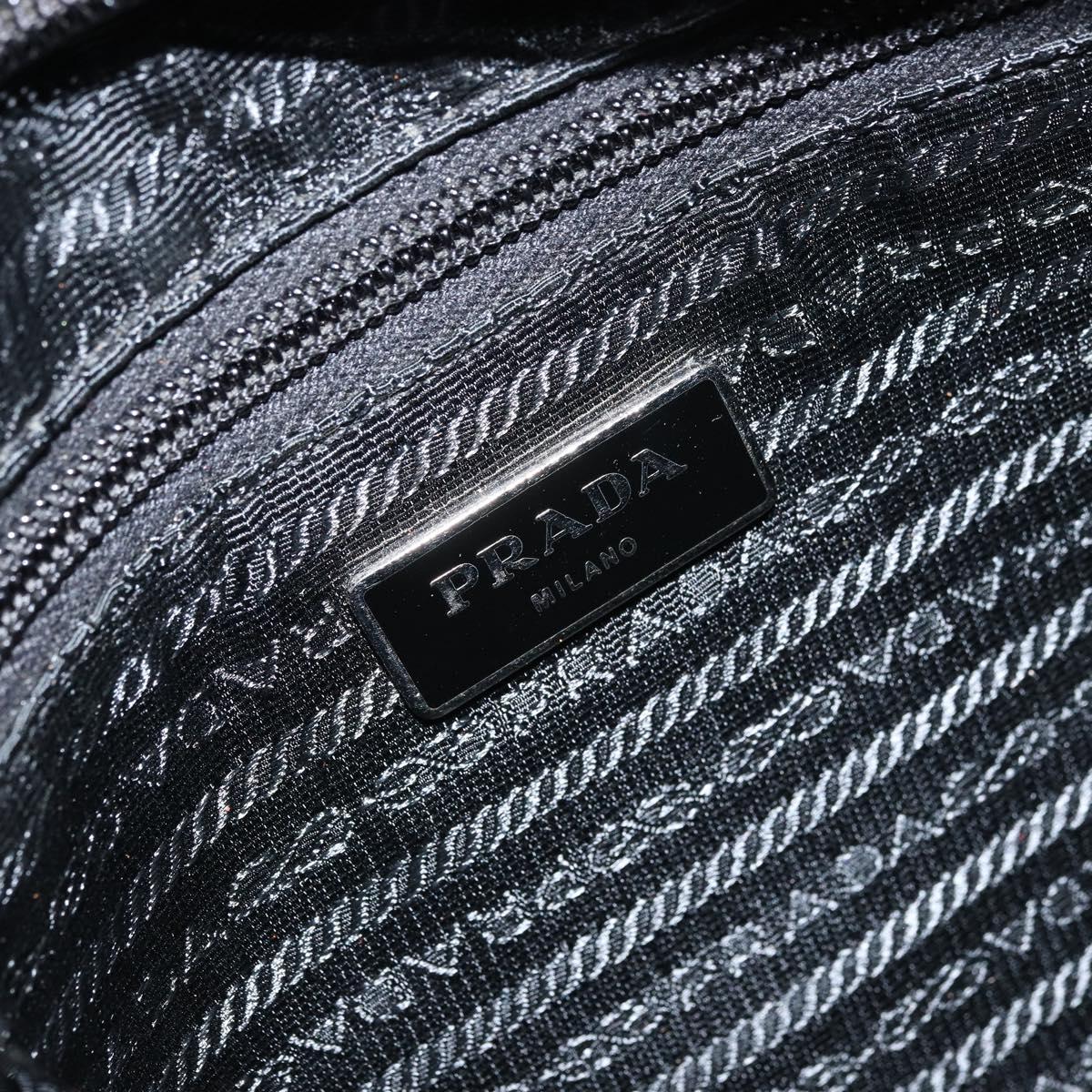 PRADA Shoulder Bag Nylon Black Silver Auth 160712