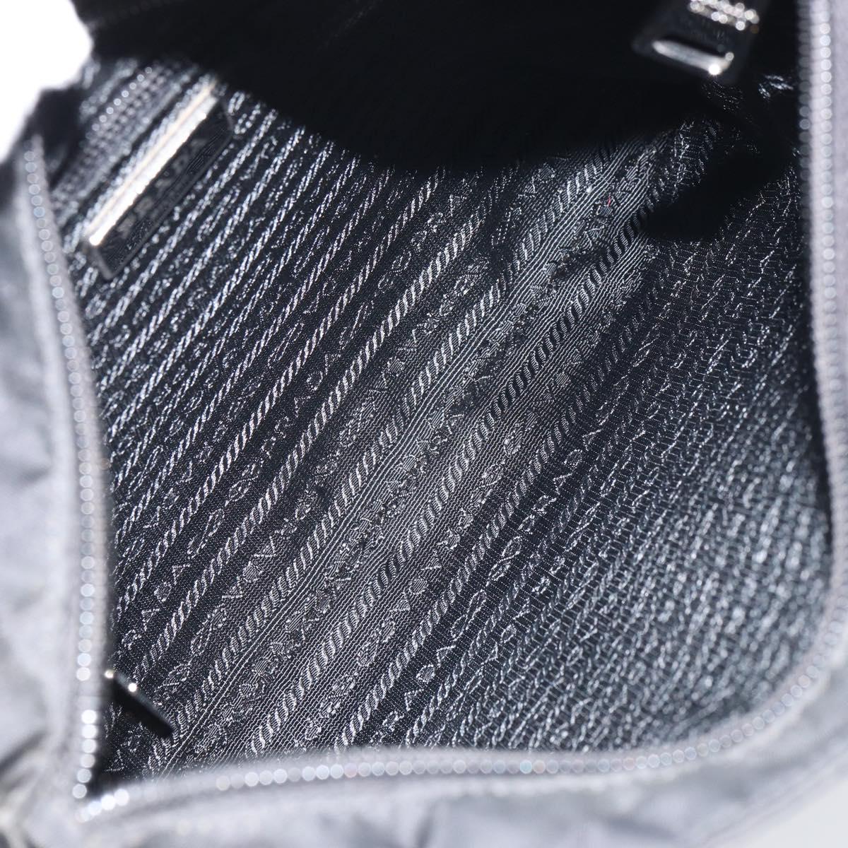 PRADA Shoulder Bag Nylon Black Silver Auth 160712