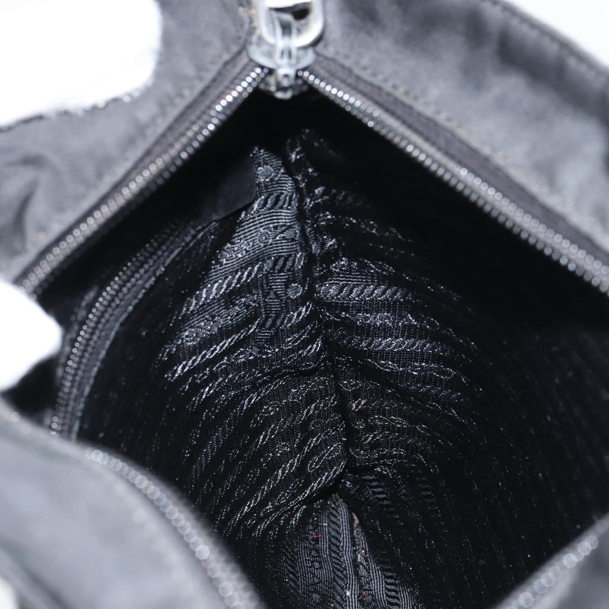 PRADA Shoulder Bag Nylon Black Silver Auth 160712