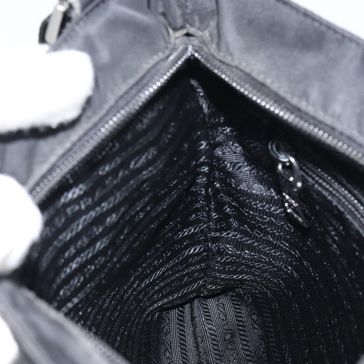 PRADA Shoulder Bag Nylon Black Silver Auth 160712