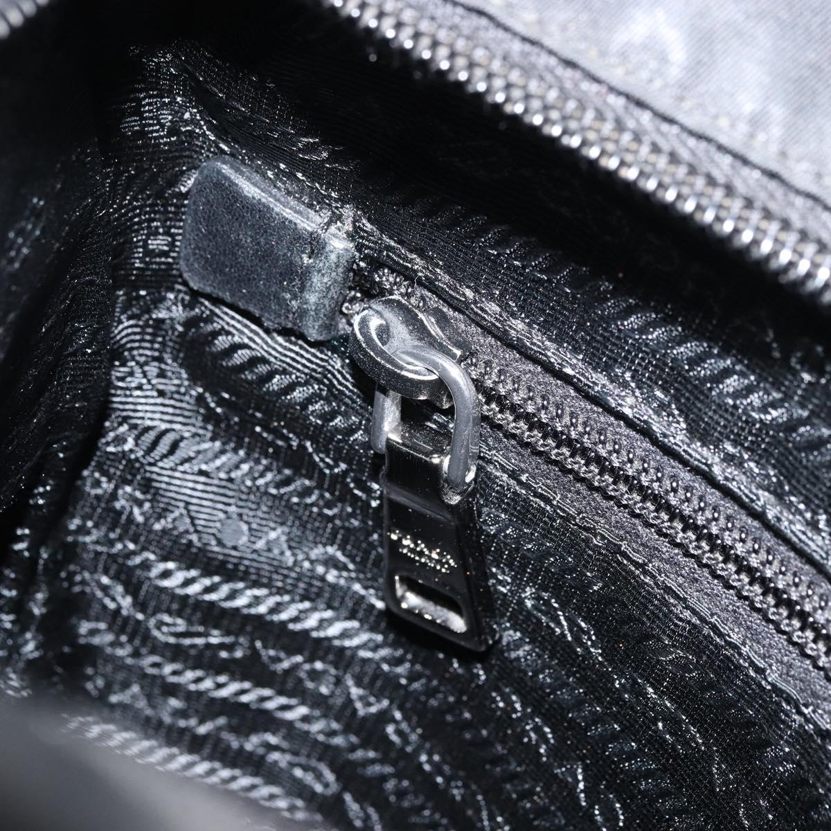 PRADA Shoulder Bag Nylon Black Silver Auth 160712