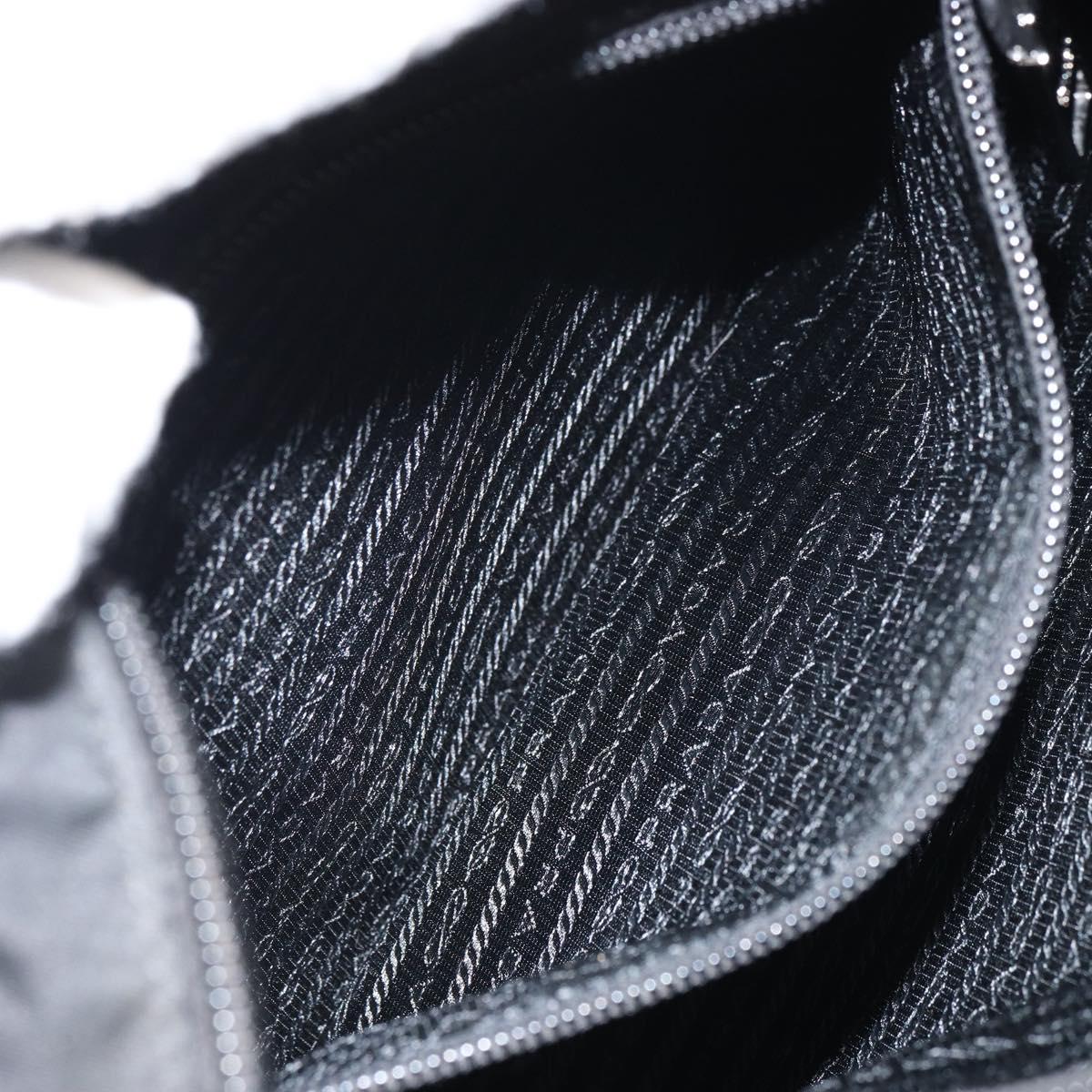 PRADA Shoulder Bag Nylon Black Silver Auth 160712